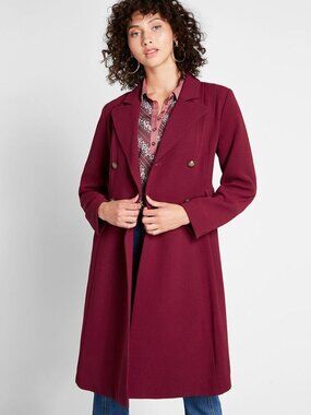 ModCloth Along for the Ride Coat in Burgundy